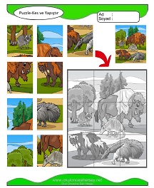 Puzzle Kes Yapıştır Çalışma Sayfaları